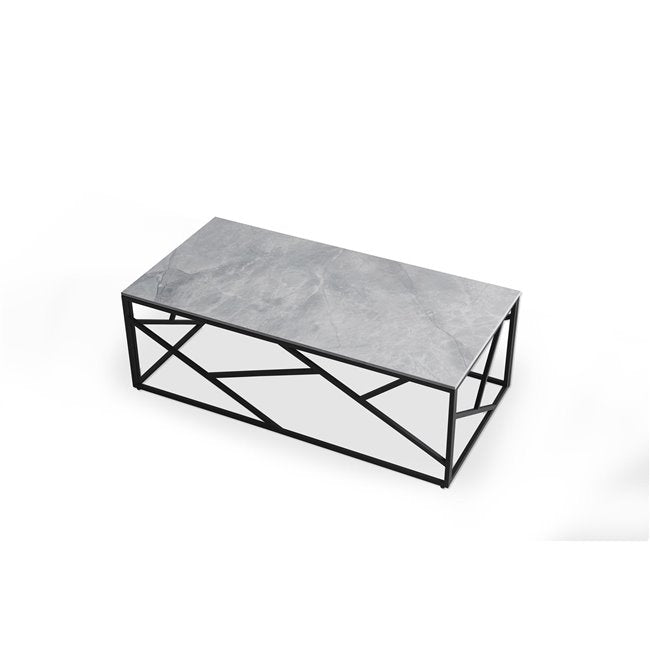 Hauni Coffee Table – Grey Sintered Stone Top with Steel Frame, 120×60×45 cm