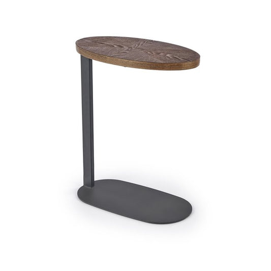 Helphi Side Table – Walnut MDF Top with Black Metal Frame