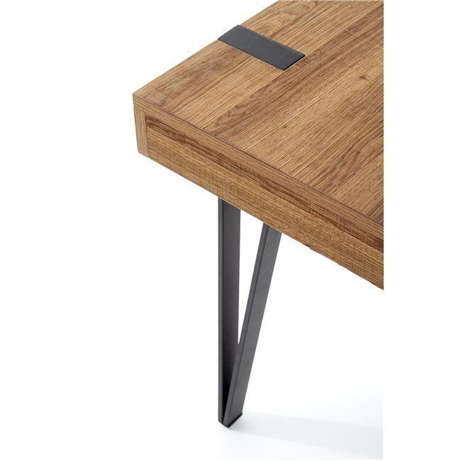 Hesmara Desk – Black and Walnut MDF with Steel Frame