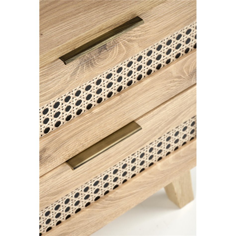 Bedside table Horeno, oak/black color, MDF, H52x50x34cm