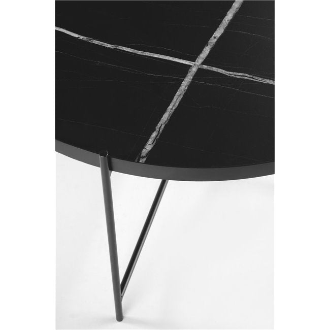 Haleta Coffee Table Set - 2 Black Round MDF Tables with Steel Base