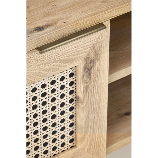 Horeno TV Table – Oak & Black MDF, 150×40×45 cm