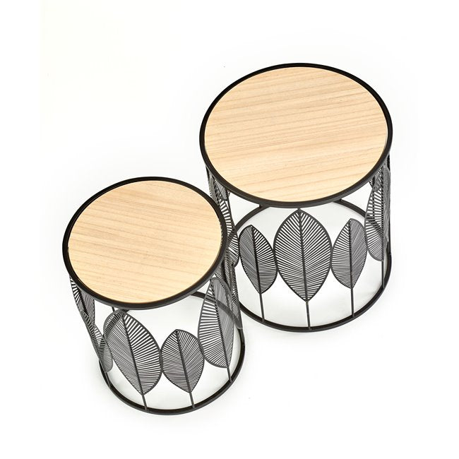 Holla Black Side Table Set – 2-Piece MDF & Steel Tables