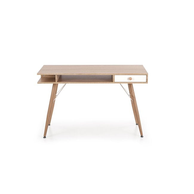 Hyrathis Desk – Oak and White MDF with Steel Frame