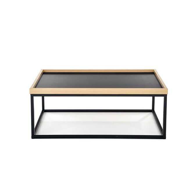 Hespa Coffee Table – Natural & Black MDF Top with Steel Frame, 100×60×39 cm