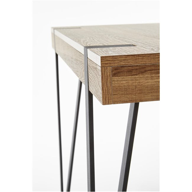 Hesmara Desk – Black and Walnut MDF with Steel Frame