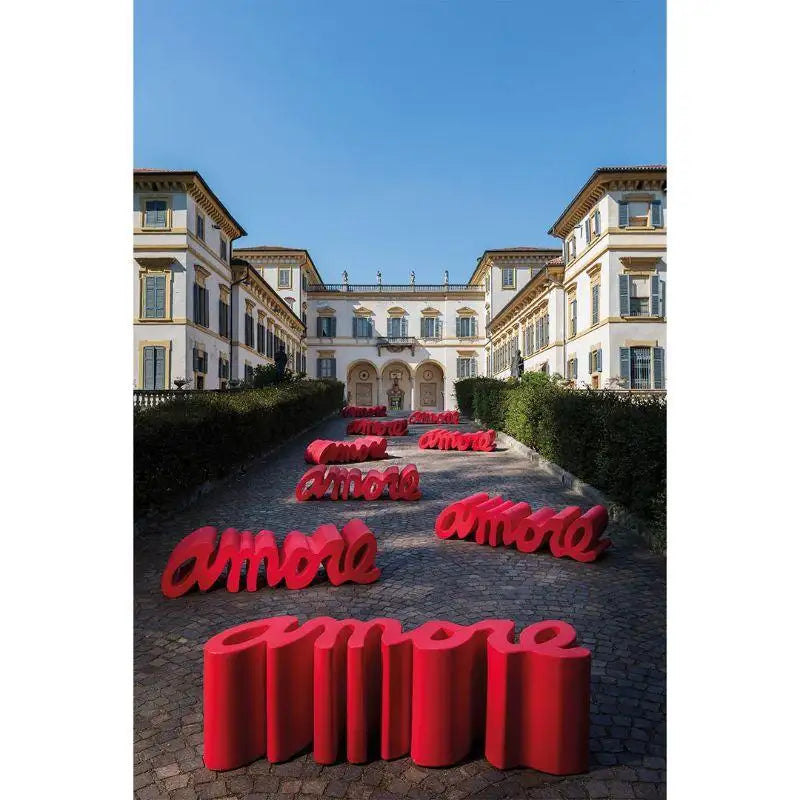 Slide Design Amore Bench in Flame Red by Giò Colonna Romano