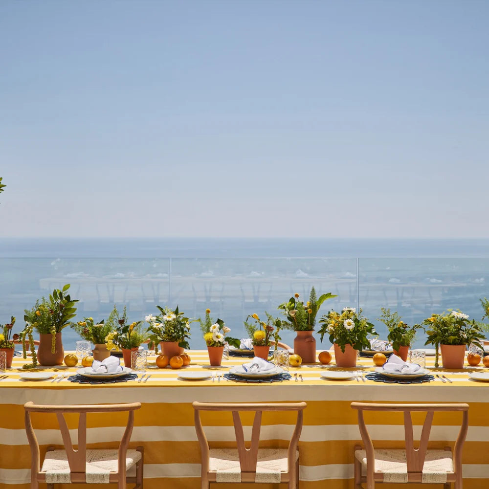 Yellow and White Striped Cotton Tablecloth – 235 x 335 cm