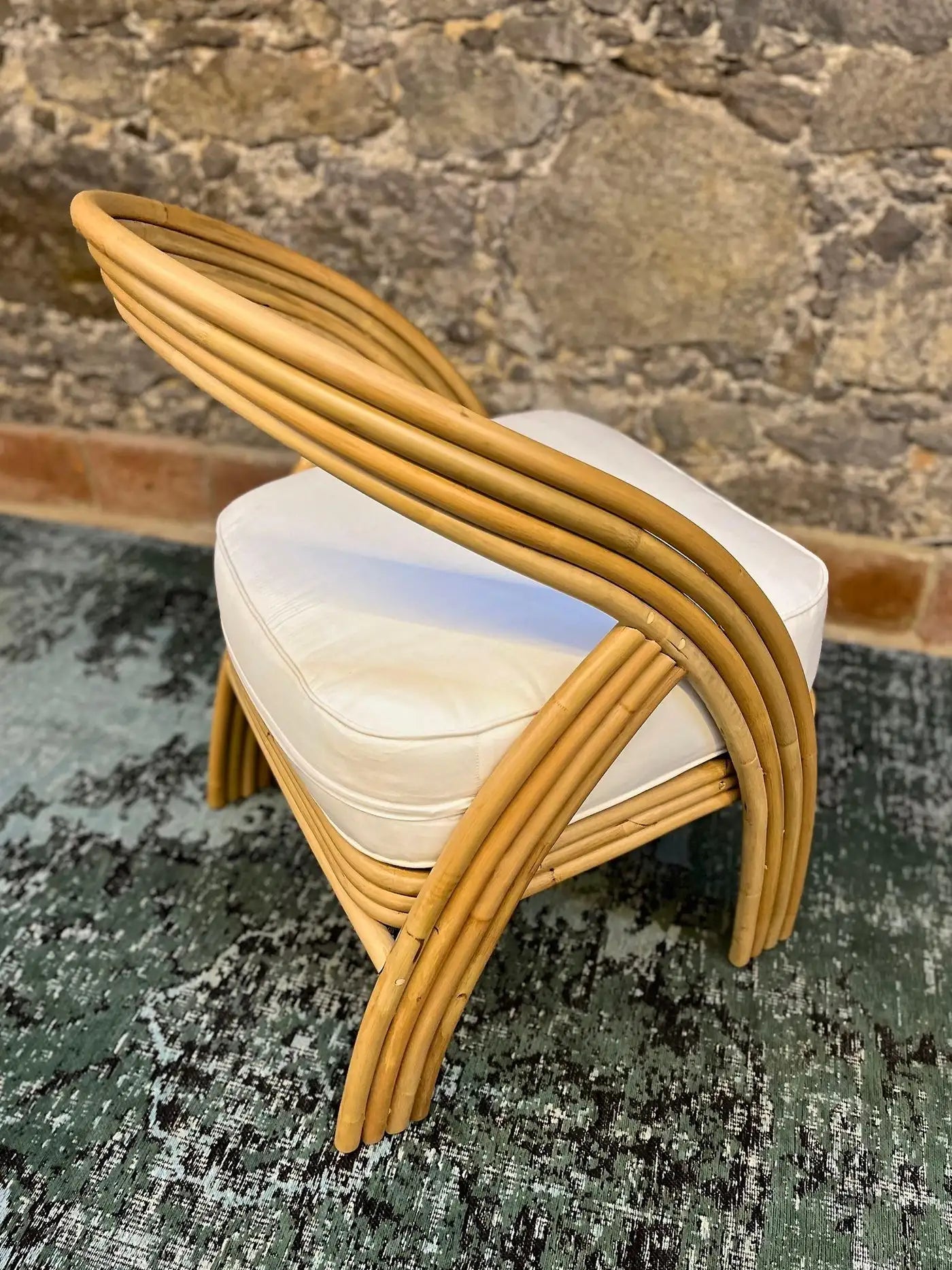 Modern Bamboo Bentwood Chair With Seat Cushion