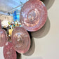 Contemporary Italian Custom Blush Pink Murano Glass Disc Modern Oval Mirror
