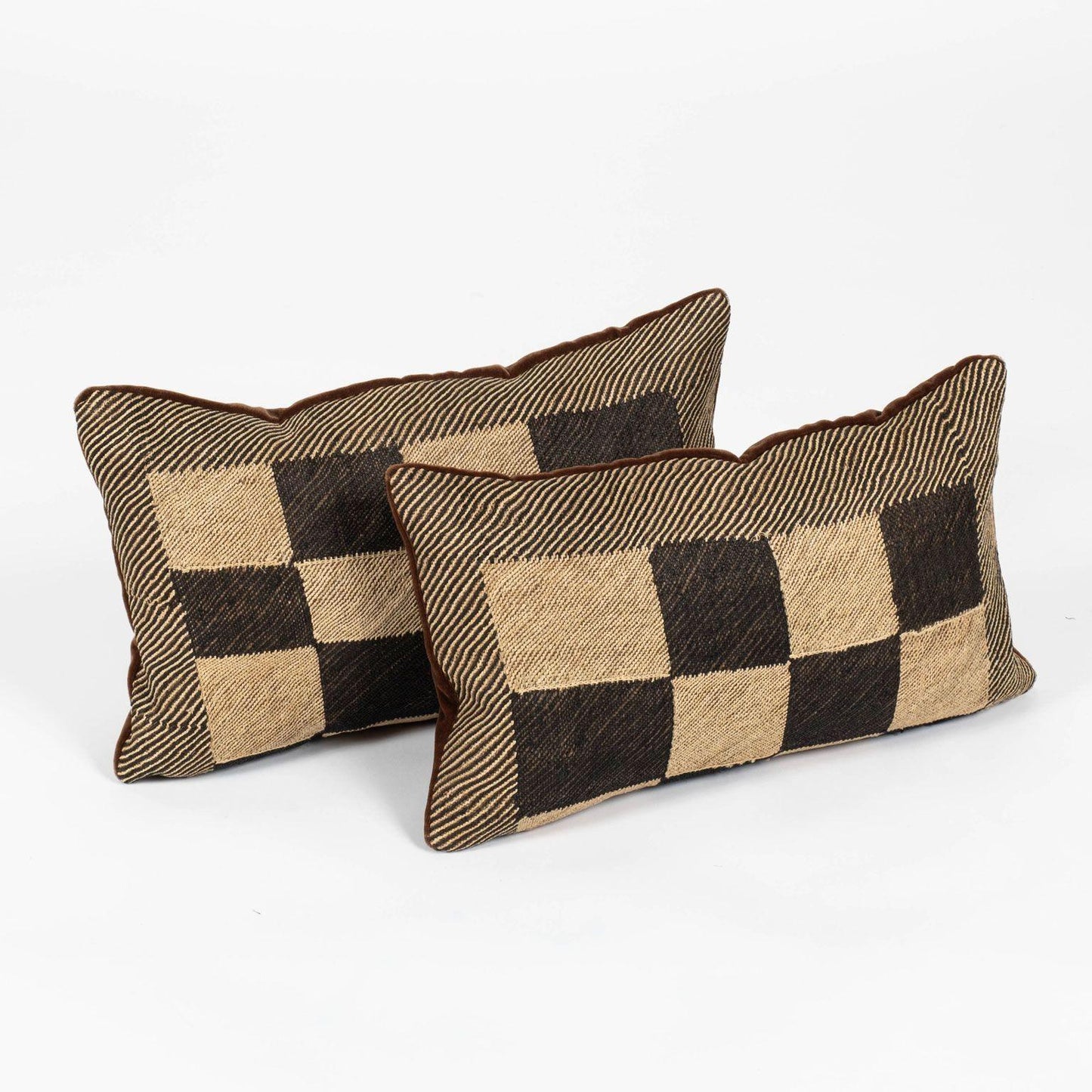 Pair of Kuba Cloth Lumbar Cushions 53 × 33 × 15 cm each