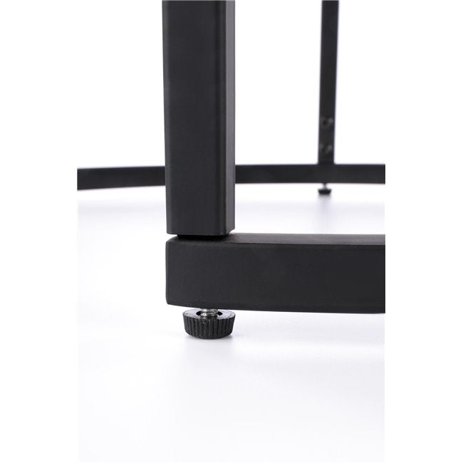 Horeo Coffee Table Set – 2 Walnut & Black MDF Tables with Steel Frame