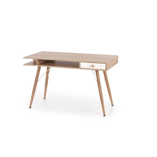 Hyrathis Desk – Oak MDF Top with White Steel Frame