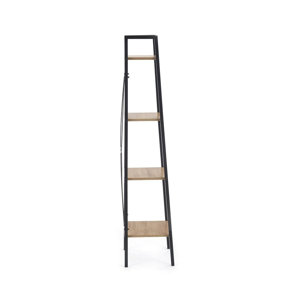 Shelf Harvik, black/oak color, MDF/steel, H148x34x32cm