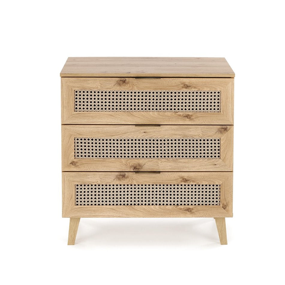Chest of drawers Horeno, oak/black color, MDF, H85x80x40cm