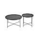 Haleta Coffee Table Set - 2 Black Round MDF Tables with Steel Base