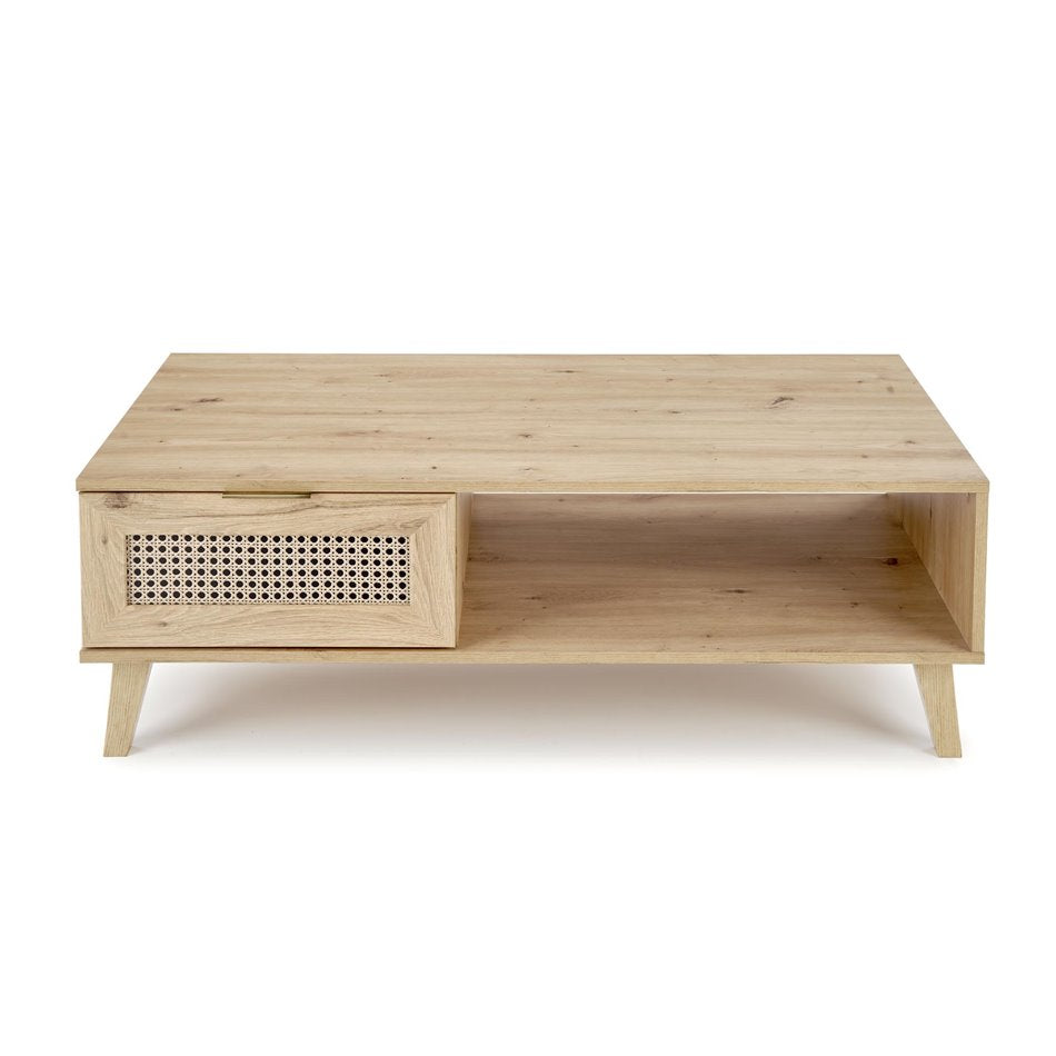 Horeno Coffee Table – Oak & Black MDF Modern Design