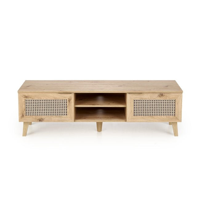 Horeno TV Table – Oak & Black MDF, 150×40×45 cm