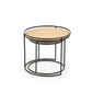 Hando Side Table Set – 2-Piece Black & Natural Steel and Rattan Tables