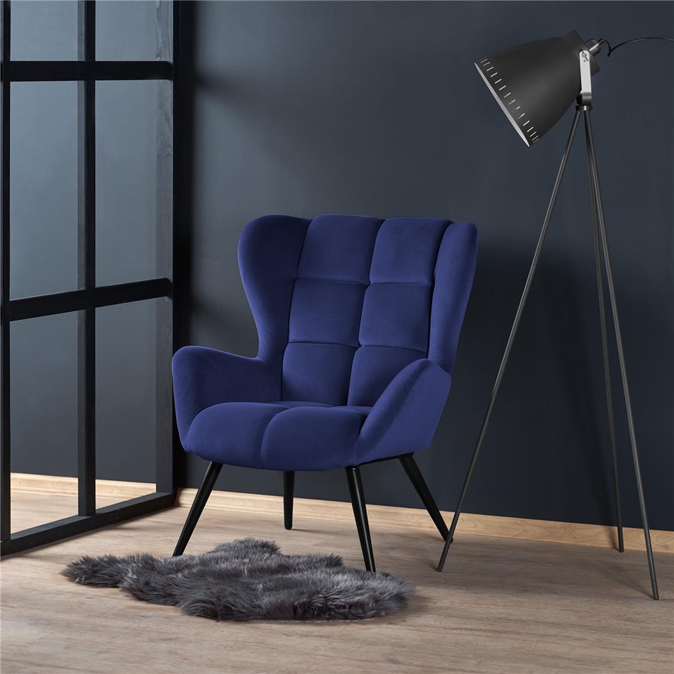 Lounge chair Harion, navy blue, H91x75x86cm, seat H48cm