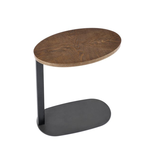 Helphi Side Table – Walnut MDF Top with Black Metal Frame