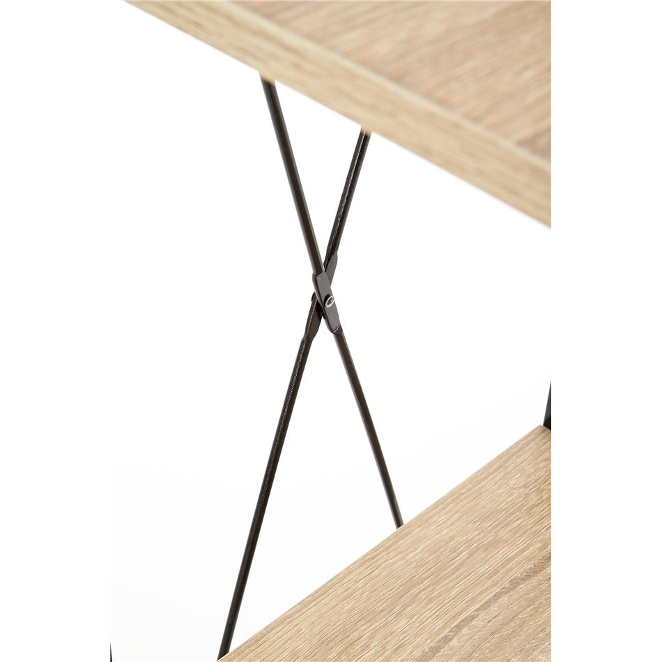 Shelf Harvik, black/oak color, MDF/steel, H148x34x32cm