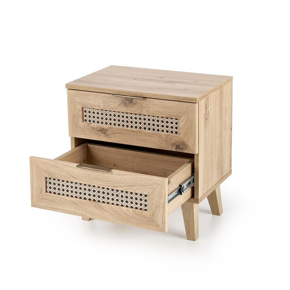 Bedside table Horeno, oak/black color, MDF, H52x50x34cm