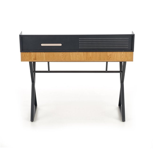 Hexdrin Desk – Golden Oak MDF with Black Steel Frame