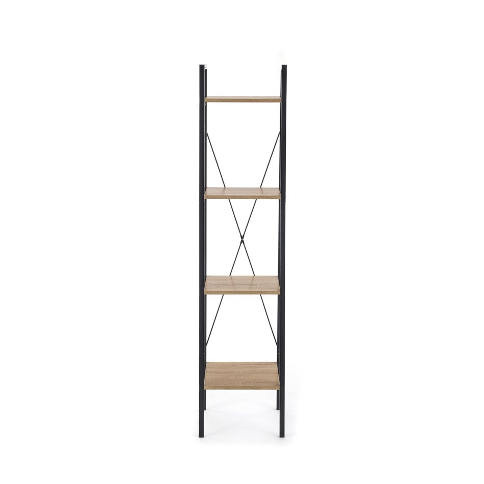 Shelf Harvik, black/oak color, MDF/steel, H148x34x32cm