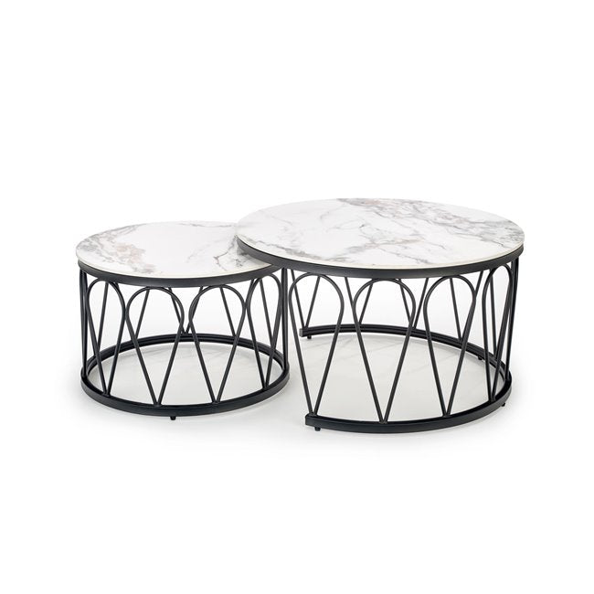 Hormosa Coffee Table Set – Sintered Stone Tops with Steel Frame (2 Pieces)