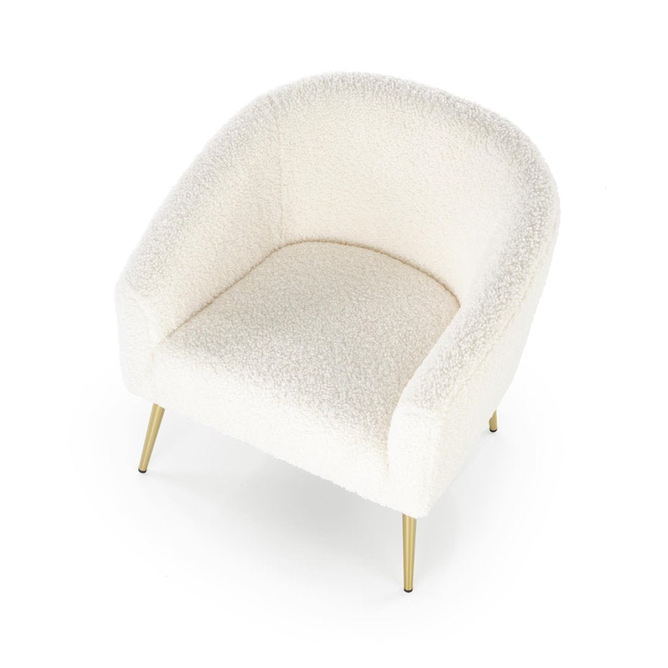 Lounge chair Hrifonetti-G, cream color boucle fabric, H78x67x77cm, seat H45cm