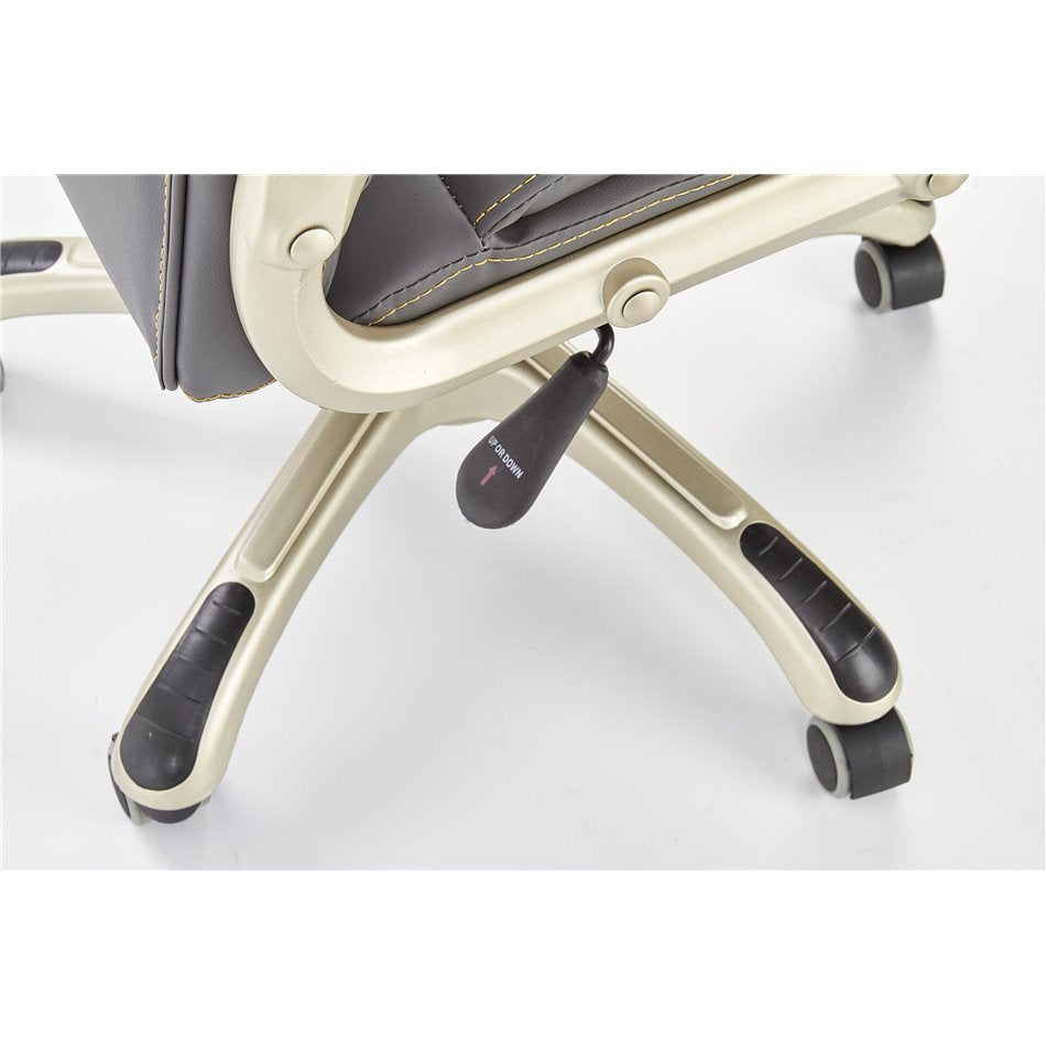 Hesmond Bürostuhl, höhenverstellbar – Graues Öko-Leder, modernes ergonomisches Design