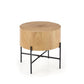 Haroklyn Side Table – Natural Oak MDF with Black Steel Frame