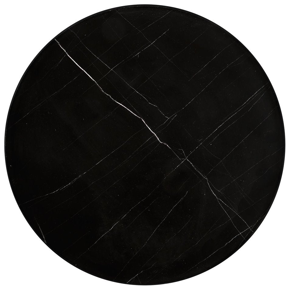 Haleta Coffee Table Set - 2 Black Round MDF Tables with Steel Base