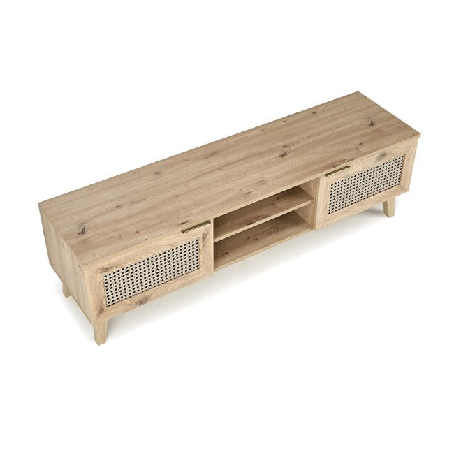 Horeno TV Table – Oak & Black MDF, 150×40×45 cm
