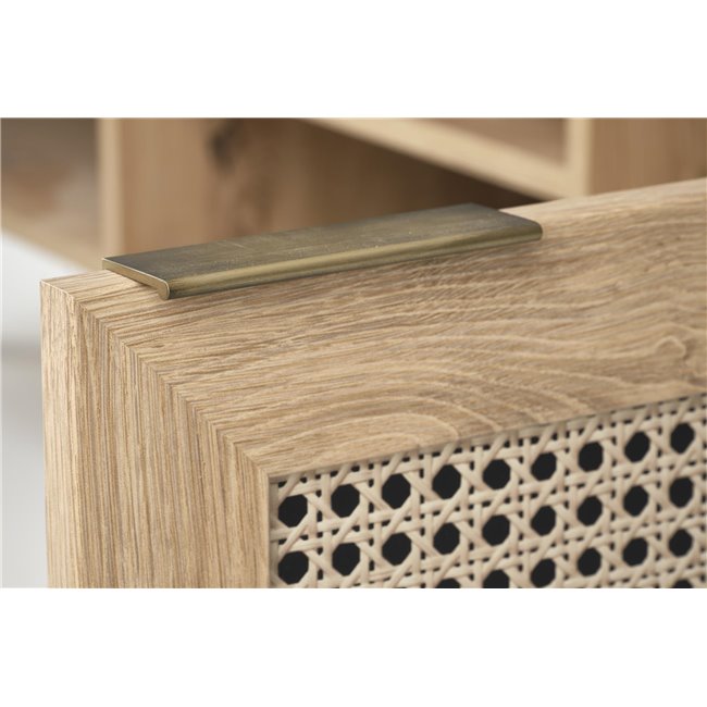 Horeno TV Table – Oak & Black MDF, 150×40×45 cm