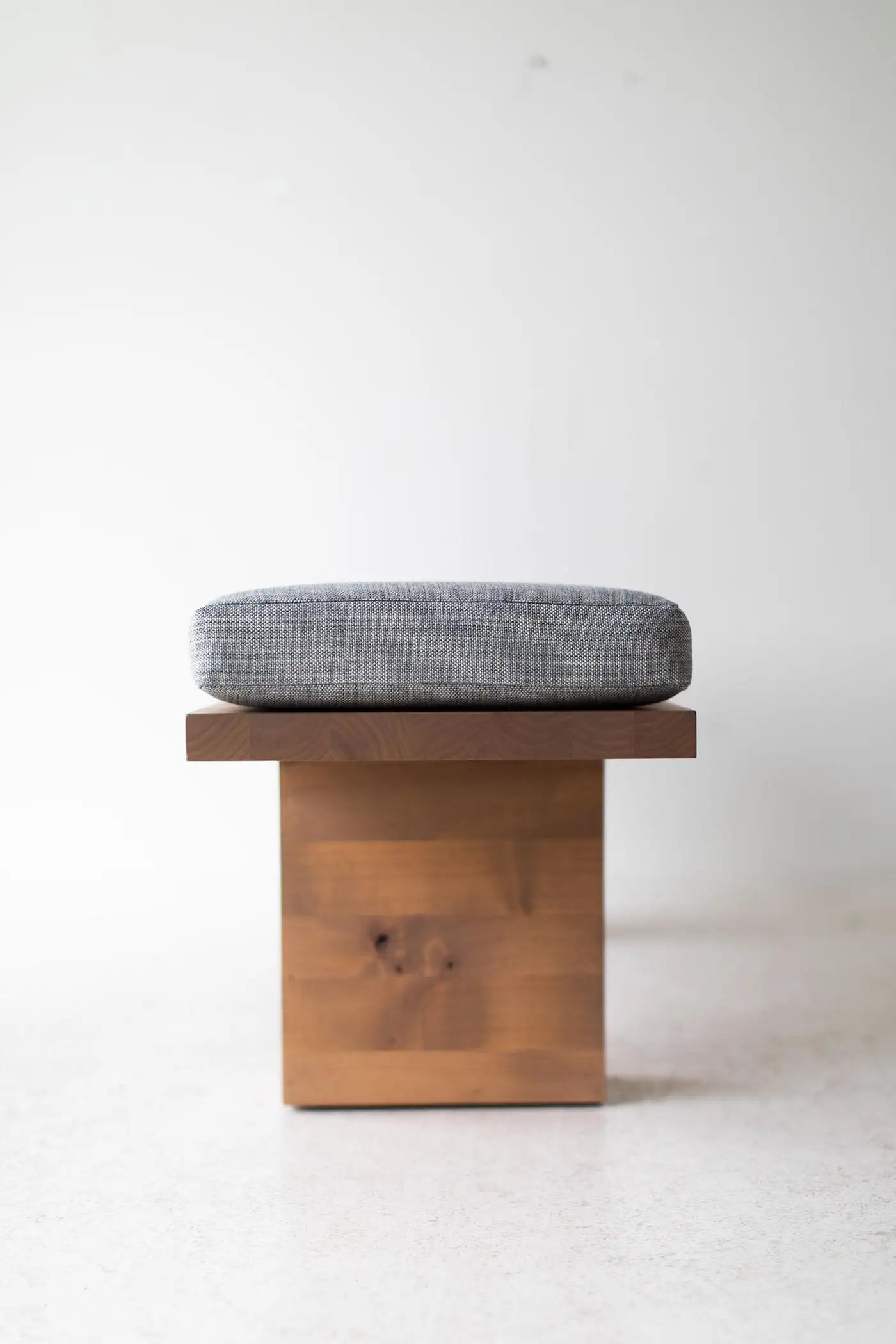 Bertu Suelo Modern Wood Bench Upholstered in Thick Weave