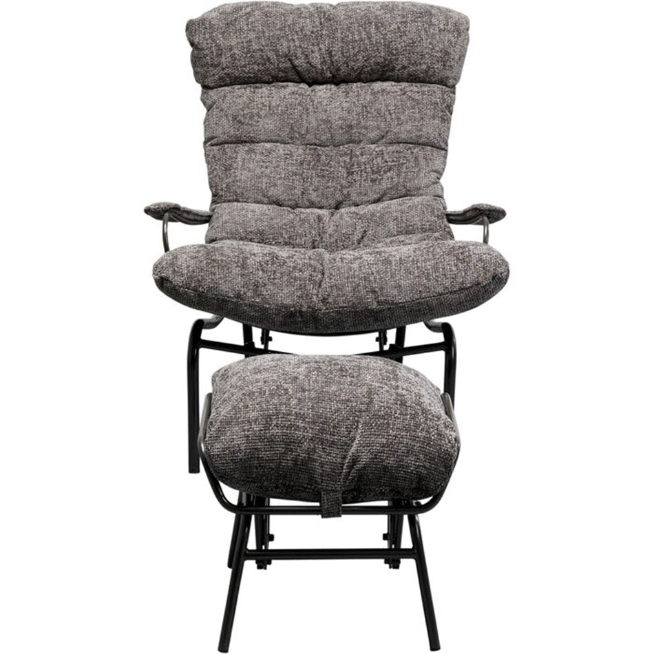Armchair Vienna Swing and stool, gray color, H105x83x52cm, seat height 40cm