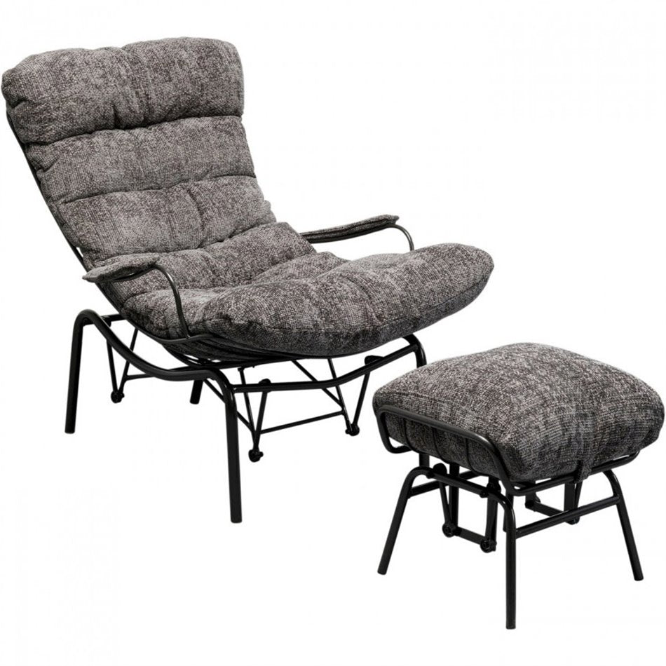 Armchair Vienna Swing and stool, gray color, H105x83x52cm, seat height 40cm