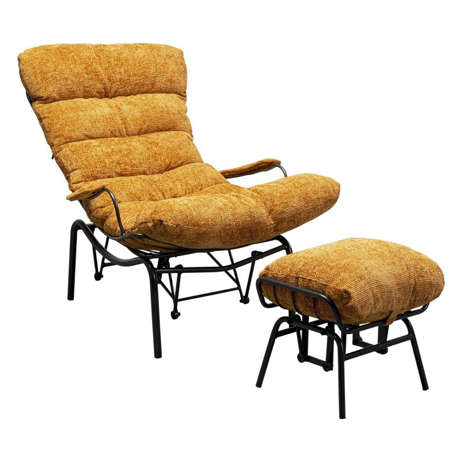 Armchair Vienna Swing and stool, yellow color, H105x83x52cm, seat height 40cm