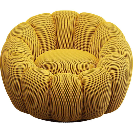 Swivel armchair Peppo Bloom, yellow, rotatable 360 degrees, H66xD94cm, seat height 40cm