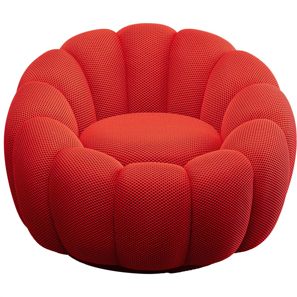 Swivel armchair Peppo Bloom, red, rotatable 360 degrees, H66xD94cm, seat height 40cm