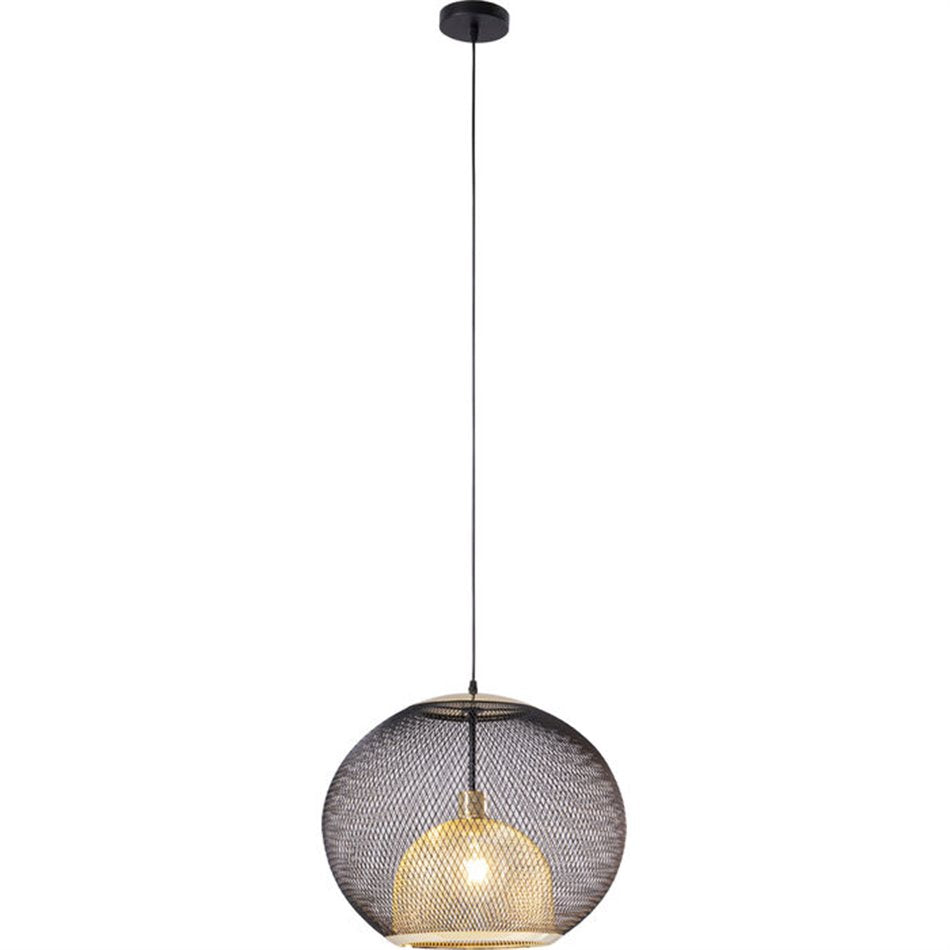Pendant lamp Grato, black/gold color, H45-120cm, D45cm, E27 40W(MAX)