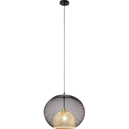 Pendant lamp Grato, black/gold color, H45-120cm, D45cm, E27 40W(MAX)