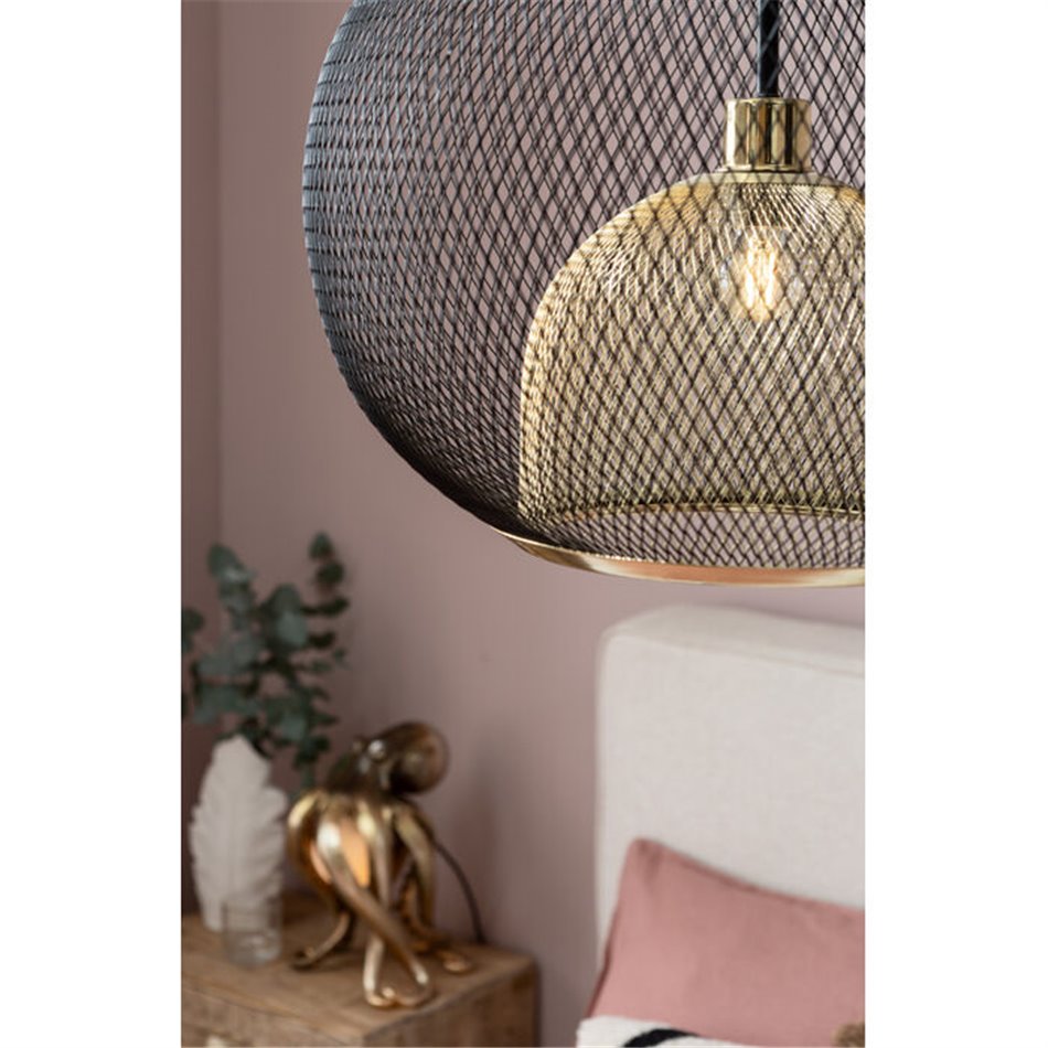 Pendant lamp Grato, black/gold color, H45-120cm, D45cm, E27 40W(MAX)