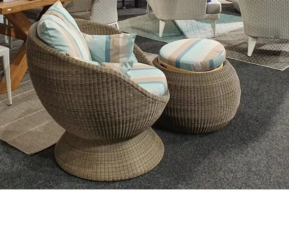 Outdoor Patio Wicker 360° Swivel Lounge Chair w/ Coffee Table Set