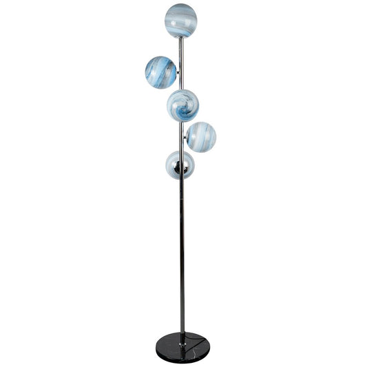 Floor lamp Rade 5, blue/chrom, H170x D30cm, E14x5 40W(MAX)