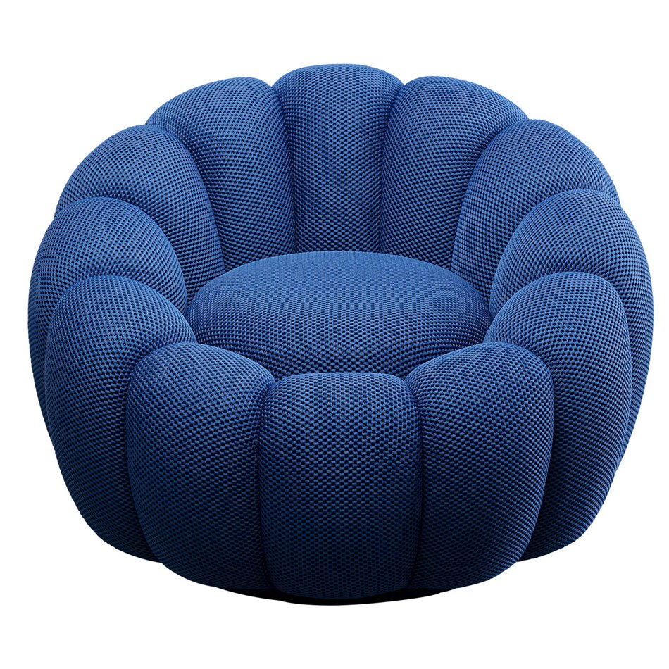 Swivel armchair Peppo Bloom, blue color, rotatable 360 degrees, H66xD94cm, seat height 40cm