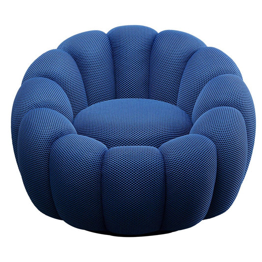Swivel armchair Peppo Bloom, blue color, rotatable 360 degrees, H66xD94cm, seat height 40cm