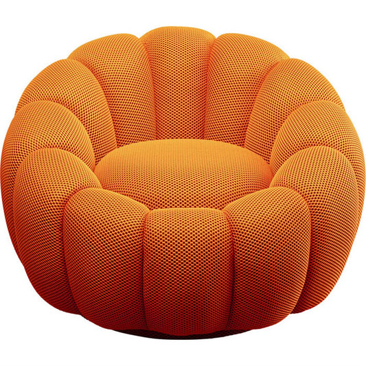 Swivel armchair Peppo Bloom, orange, rotatable 360 degrees, H66xD94cm, seat height 40cm